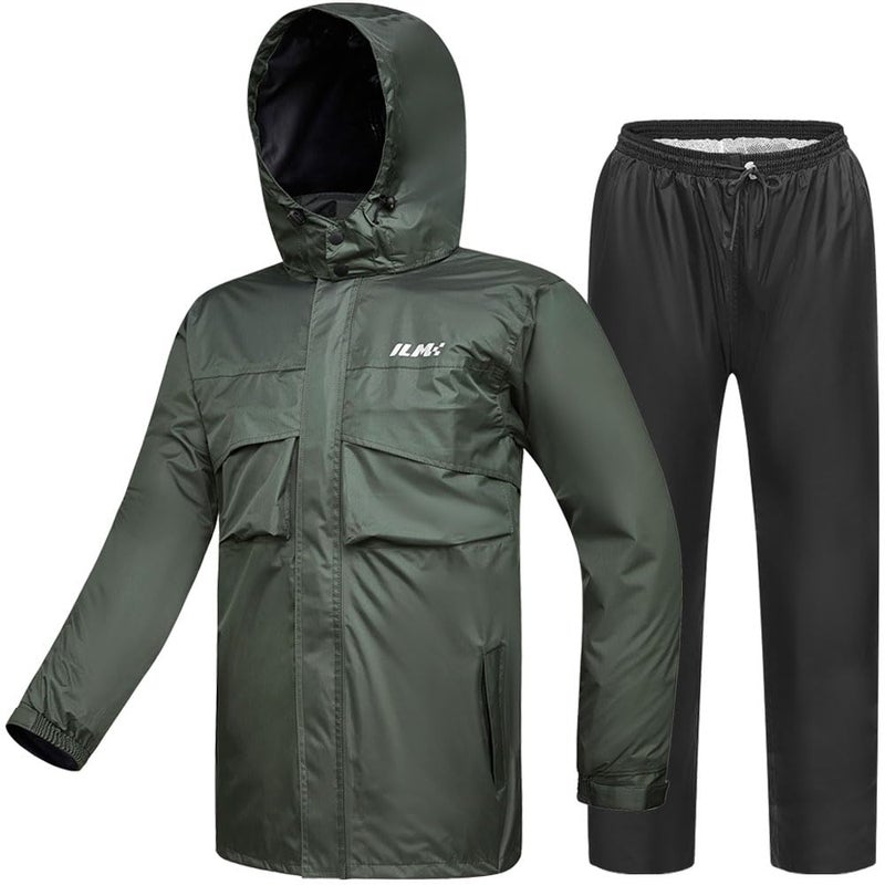 ILM Motorcycle Rain Suit for Men Waterproof Resistant Raincoat 6 Pockets 2 Pieces Packable Rainwear Jacket and Pants Model RS02 - Image 1